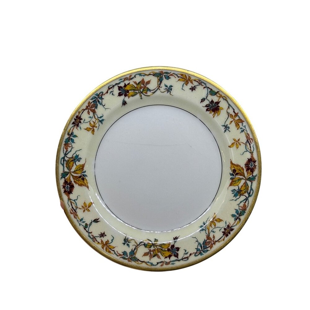 VTG‎ Haviland Limoges Woodbine Bread Plate 6" Schleiger 101 Autumn Gold Trim 80